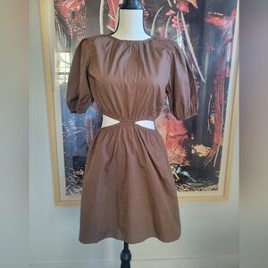 Faithful The Brand Cut Out Brown Mini Dress Size S